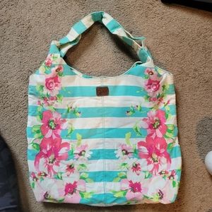 Floral & teal Canvas tote